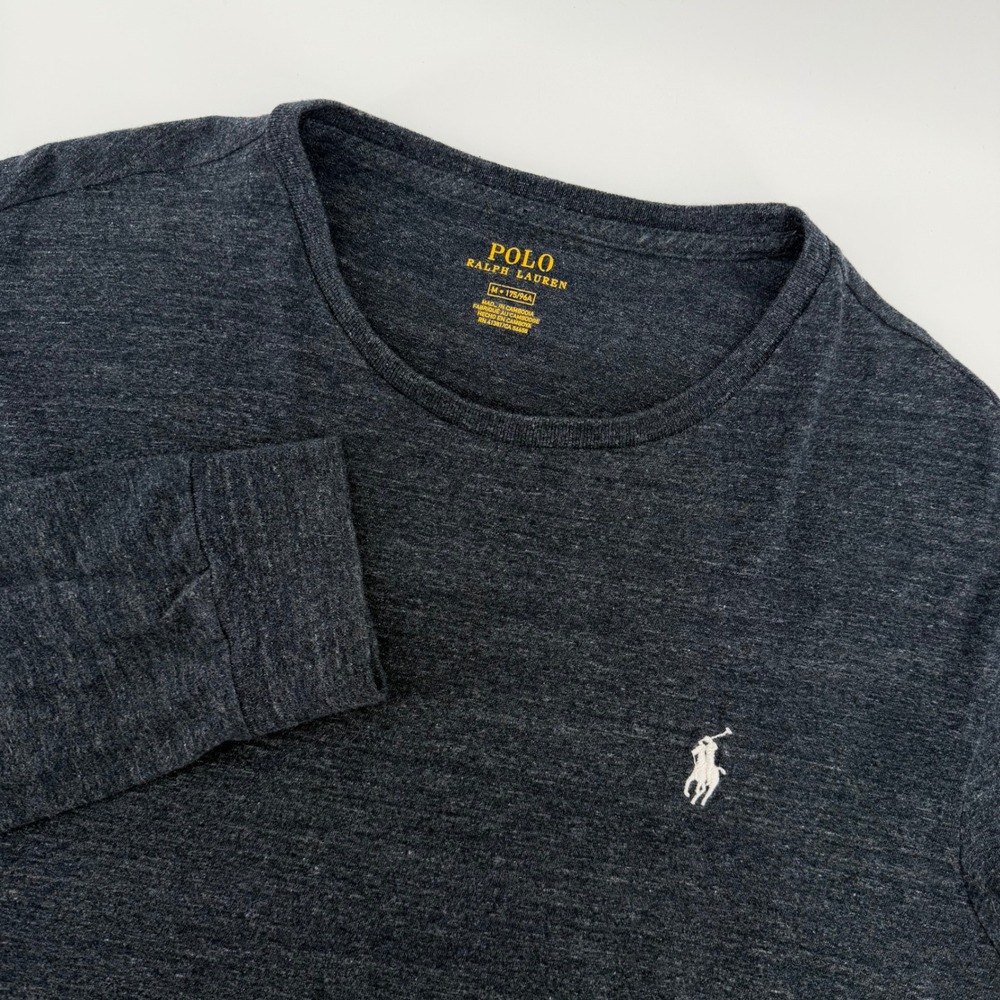 Polo Ralph Lauren Long Sleeve T-Shirt Mens Medium Charcoal Grey Pony Logo
